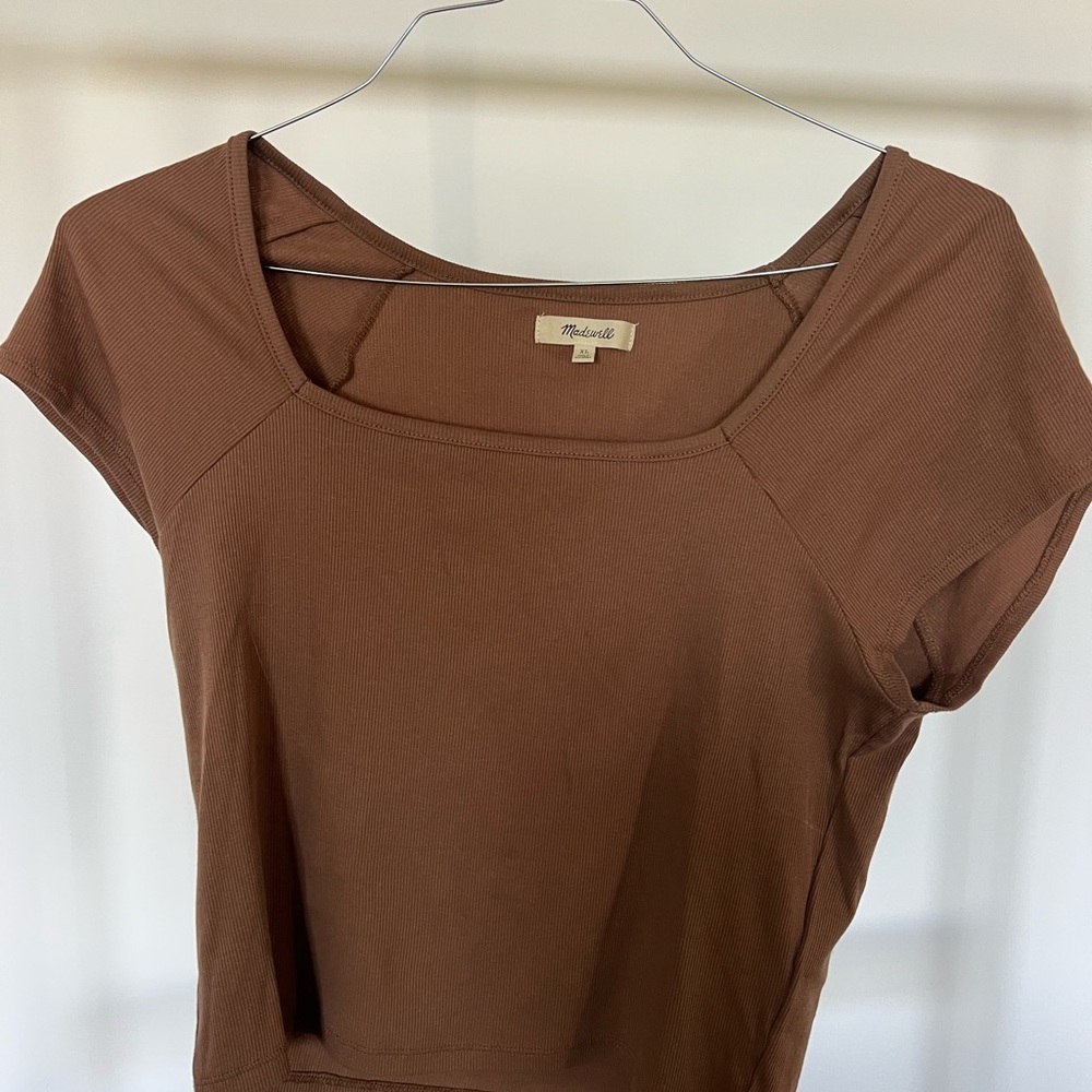 Madewell Cocoa Cap Sleeve Fitted Blouse